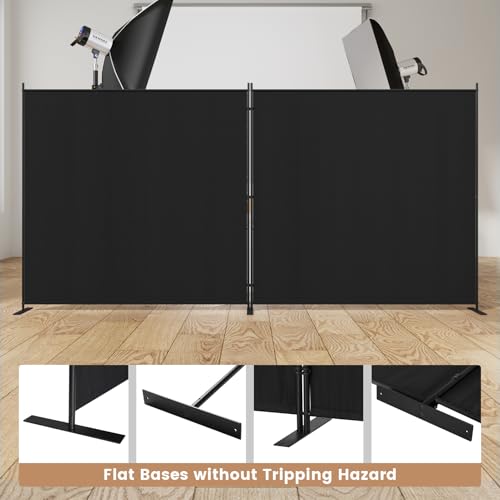 Image of C-Hopetree 2 Panels Room Divider, 6 Ft Tall Indoor Folding Privacy Screen, Portable Partition Separator, Freestanding Separation Temporary Wall for Office, Bedroom, 142 inch W X 71 inch H, Black