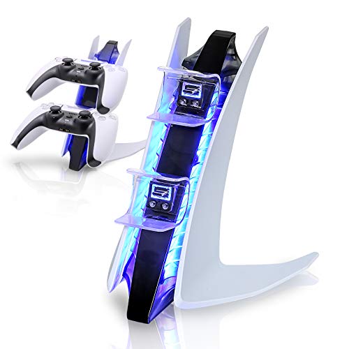 PS5 Controller Ladegerät, PS5 Controller Ladestation mit blauem LED-Ladelicht Cover