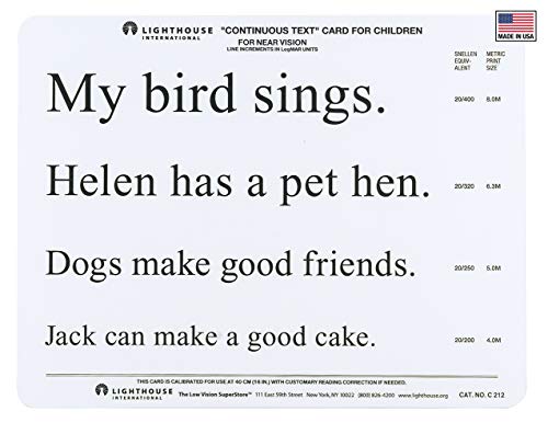Carte de Texte continu Oiseau Lighthouse PowerCard Rééducation Visuelle Cabinet