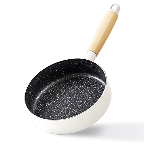 ROCKURWOK Eierpfanne, Antihaft-Pfanne, Omelett-Pfanne, Griff aus Massivholz, 14 cm, Weiß Cover