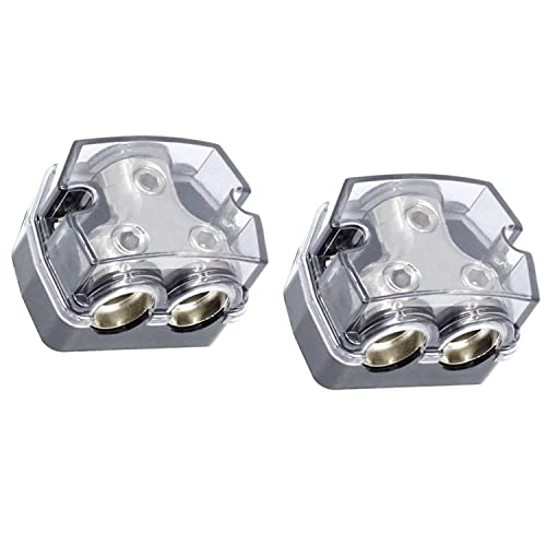 ZOOKOTO 1X0GA In/2X0GA Out Power Distribution Block, Auto Car Audio Amplifier 1 in 2 Ways Fuse Holder Circuit Protector (2 Way 2Pcs)