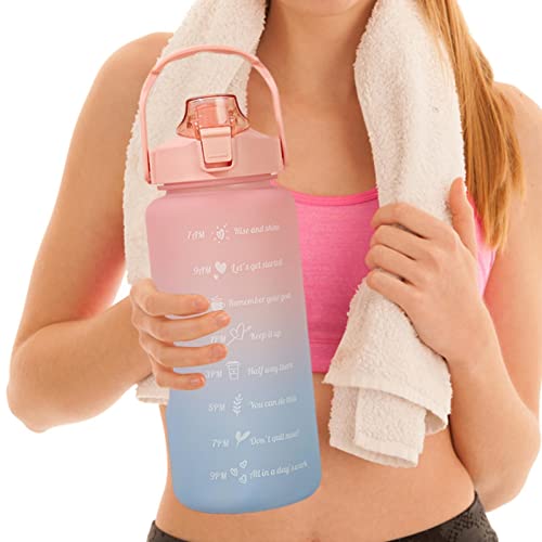 Bouteille d'eau de grande capacité - Gourde Fitness 2L - Accessoires de stockage de fournitures d'eau portables pour le camping, la randonnée, la course et les voyages, cadeau pour les campeurs Maodom Cover