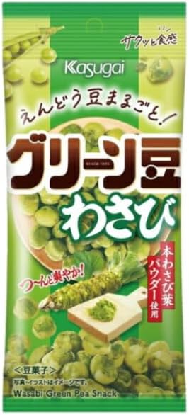 Kasugai Slim Green Beans, Wasabi Flavor, 1.3 oz 38 g x 30 Bags 6 x 5