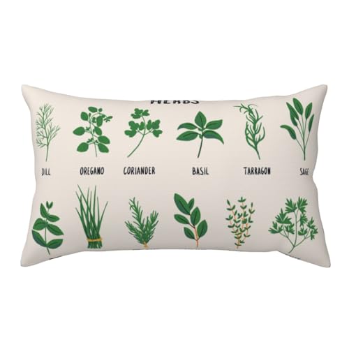 TZTTZT King Size Pillow Cases, Microfiber Pillowcases 20x36 Inches, Herbs Pillow Cases with Zipper, Soft, Wrinkle-Resistant, Stain-Resistant
