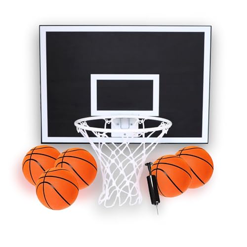 CALIKIWIPROS Mini Basketball Hoop Set with 9’ Rim & 5 Balls