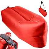 ikonka, Lazy Bag Sofa Luftmatratze, Sitzsack, Sitzkissen Outdoor, Luftbett Sonnenliege Camping Zubehör, Urlaub, rot 230x70cm