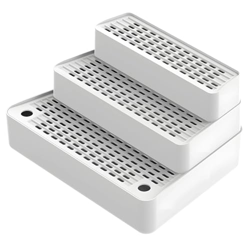 Vestamore 3-Layer Anti-Tracking Pet Litter Steps Ramp Stool, Adjustable Detachable Hollow Pedals for Kittens, Aged Felines, Waste Control, White Abs, Automatic Cleanup Systems