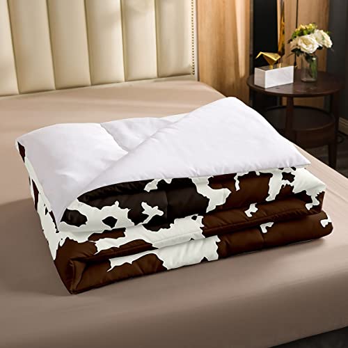 Cow Print Comforter Set Queen Size Cowhide Bedding Set For Boys Girls Man Women Bedroom Decor Brown Bull Cattle Skin Down Comforter Wildlife Fur Hair Farmhouse Animal Skin Duvet Set #TOP2