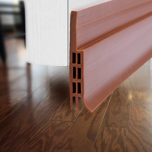Image of Silicone Self-Adhesive Door and Window Shield Tape - Bottom Sealing Strip for Home Weather Stripping, Air Gap, Sound and Dust Proof Seal (Brown)