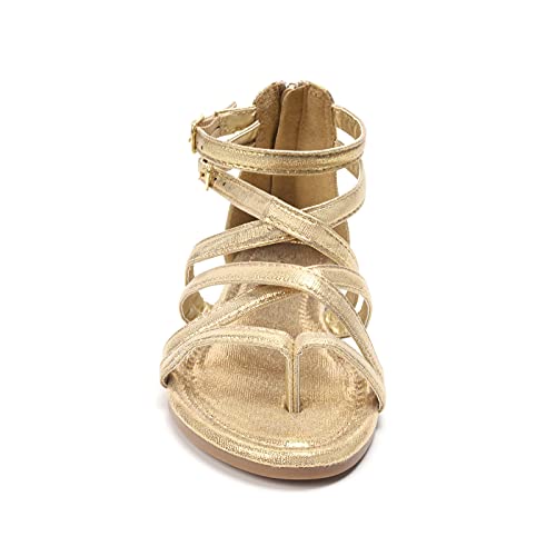 Image of FUNKYMONKEY Girls Gladiator Strap Sandals Flat Thong Cross Strappy Sandals