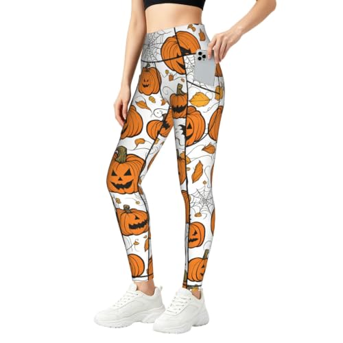 Leggings con estampado de calabaza de Halloween pantalones deportivos cómodos de mujer