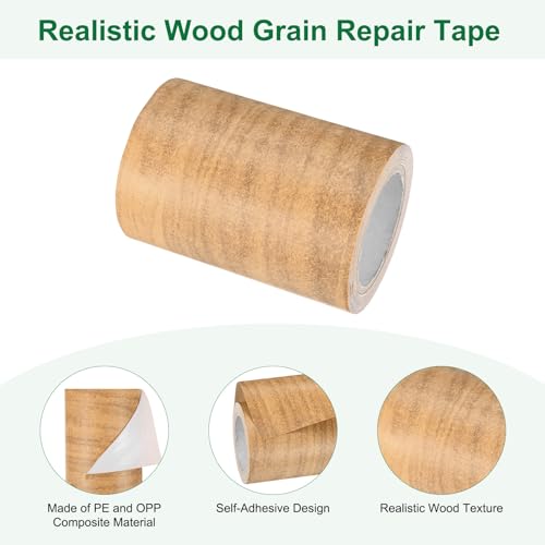 Image of M METERXITY 2-Roll Wood Grain Repair Tape, 3.15in x 15ft Textured Realistic Self-Adhesive Wood Floor Tape Contact Paper for Furniture /Floors /Home [Wheat Maple]