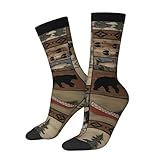 Respirable Calcetines Cabaña rústica con estampado de cuadros de alce, ciervo y oso Socks inodoro Calcetines Deportivos para Senderismo Hombre Trekking 40cm
