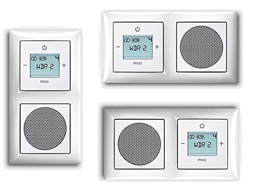 Busch Jäger Unterputz Digitalradio 8215 U (8215U) Lautsprecher + Radioeinheit + Abdeckungen + 2fach Rahmen im eleganten balance® SI Design in