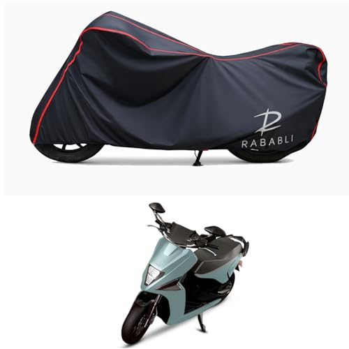 Image of Waterproof Bike Body Cover Compatible for | Simple Energy One STD | Taffeta Fabric, Red Piping Design, Bottom Elastic Fit | Dustproof, Sun UV & Rain Protection for All Bikes