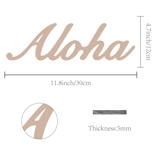 CREATCABIN Aloha,Lasergeschnittenes Holz-Buchstabenschild,Wanddekoration,Ausschnitte,Unvollendete Holzschilder,Wandkunst,Lindenholz,Hängende Skulptur,Dekoration Für Malerei,Handwerk,Heimwerken,30x12cm