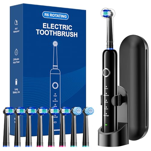 Image of Rotating Toothbrush for Adults, 5 Cleaning Modes & 8 Brush Heads with Travel Case