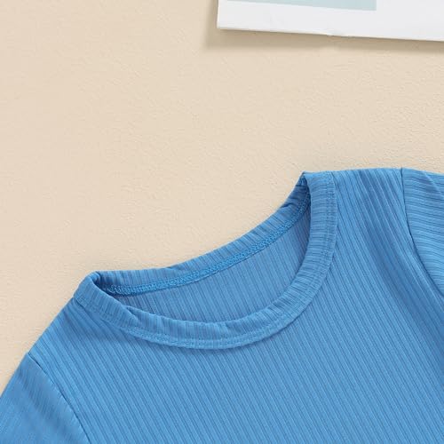 Image of Toddler Baby Girl Summer Clothes Kids Short Sleeve Solid T-Shirt Ruffle Daisy Skirts Overalls Dress Outfit 18M-6T