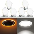 Rollin Light Canless LED Recessed Lighting 6 Inch 6 Pack 6CCT Ultra-Thin Recessed Downlight Lights with Night Light Mode, 12W 1100LM Dimmable Retrofit Wafer Recessed Lights, 2200K to 5000K