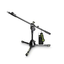 Short tripod microphone stand Extra heavy base with short legs Telescoping boom with 88 cm maximum Length Ideal for bass drum mincing