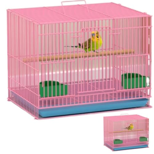 VoyageViewステンレス製の鳥かご、大型モジュラー、セキセイインコやインコなどの小型・中型鳥に適しており、お手入れが簡単、モデルH1 (ピンク,40*30*30)