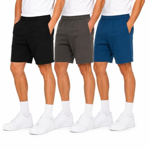 Image of Essential Elements Mens 3 Pack 100% Cotton Lounge Pajama PJ Shorts