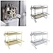 Compact Bathroom Storage Solution 2 Tiers Iron Rack with Open Shelves & Hook Multifunction Bathroom Wall Shelf Not Drilling