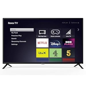 EMtronics EM40ROK Roku TV 40" Inch Full HD 1080p Smart with Netflix, Disney+, BBC, Freeview Play, Dolby Audio, Mobile Control and 3 x HDMI, USB - Black (2024 Model)