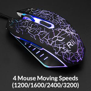 Rii Gaming Tastatur und Maus Set, 3 LED Hintergrundbeleuchtung, ideal für Gaming und Büro, Kompatibel mit PC (DE-Layout, Schwarz) 6