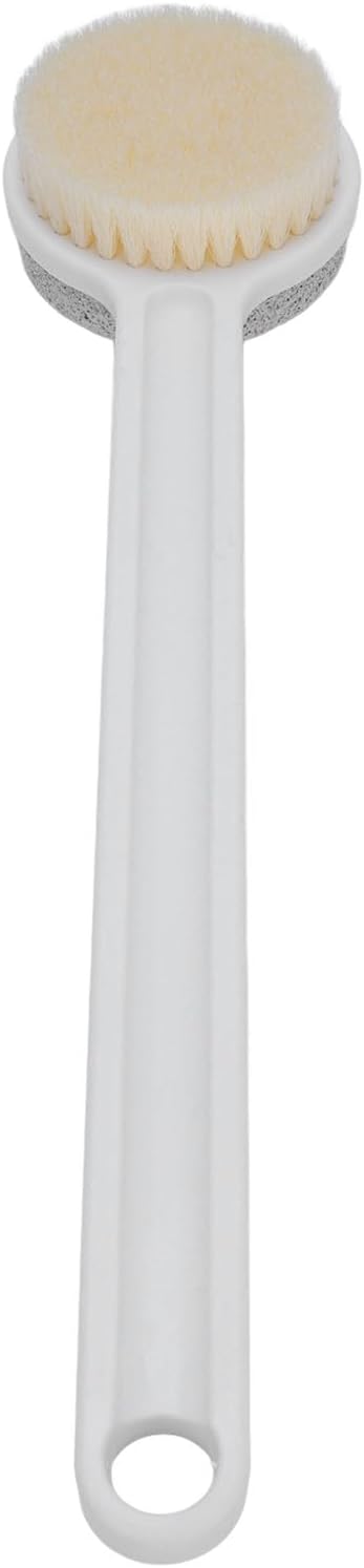 Shower Brush Pumice Stone Foot Scrubber, 2 in 1 Reusable Long Handle Shower Foot Srubber Wet or Dry Brushing Dead Skin Remover Long Handle Foot Cleaning Brush for Shower Deep Cleansing