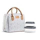 Fit & Fresh Lunch Bag For Women, Insulated Womens Lunch Bag For Work, Leakproof & Stain-Resistant Large Lunch Box For Women With Containers, Zipper Closure Bloomington Bag, Gray Seaport