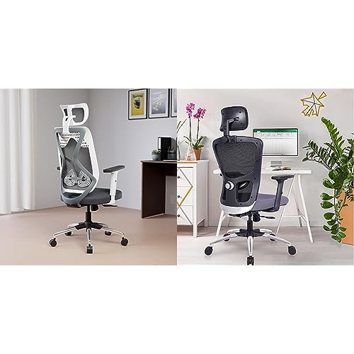 Image of Green Soul Zodiac Pro Office Chair(White & Grey) Jupiter High-Back Mesh Ergonomic Chair (Black Grey)