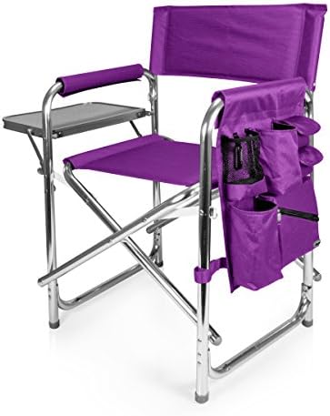 Personalized Imprinted Sports Director Chair with Side Table and Pocket - Purple