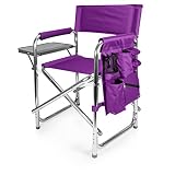 Personalized Imprinted Sports Director Chair with Side Table and Pocket - Purple