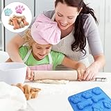 YYUEZHI 3 Stück Hundeeis Form, Silikonformen Gießformen Hundepfoten, Schokoladenformen Silikon, Hundepfoten Und Knochenform, Backmatten für Hundeleckerlies, SüßIgkeiten, Gelee, Eiswürfel