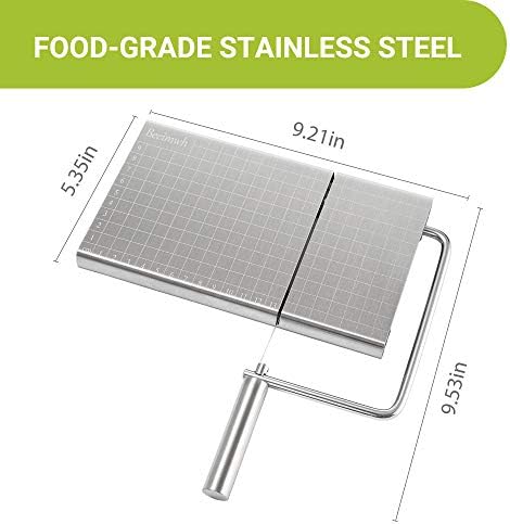 Cheese Slicer,Stainless Steel Cheese Cutter with Accurate Size Scale Wire Cheese Slicer for Cheese Butter Equipped with 5 Replaceable Cheese Slicer Wires