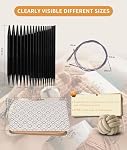 Interchangeable Circular Knitting Needle Set, 9 Pairs OfCircular Knitting Needle Set, 3 to 6mm Metal Knitting Needles Set with Ergonomic Handles and Storage Bag, for Weaving Projec