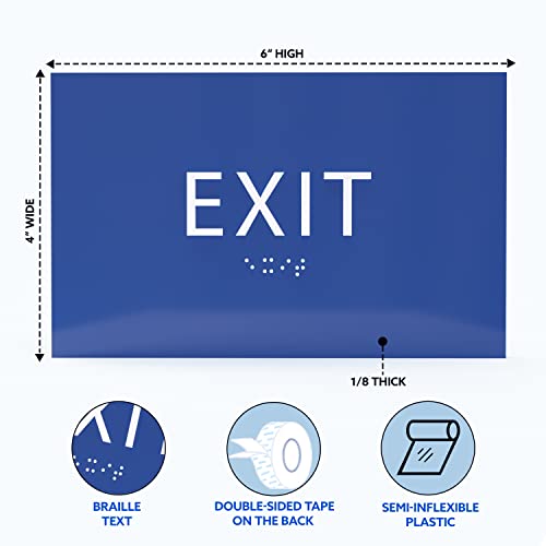 Ada Central Signs - 6"X4" Exit Sign - Tactile Graphics Grade 2 Braille Text | Modern Utility Wall Mount Ada Compliant Plastic Signs For Schools, Offices, Businesses, Apartments & Restaurants #TOP2