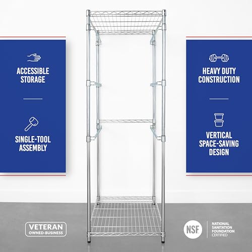 SafeRacks 5-Tier Steel Tote Rack WS-BR27 - Maximize Space, Declutter, NSF Certified, Bin Storage for Garage, Pantry, Kitchen, 31" x 23" x 68" (Silver, 1 Pack)