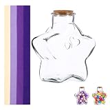 Zerodeko Origami Star Paper Strips with Star Shaped Bottle - 6.29X5.31X3.14 Inch Mini Wishing Bottle Decoration Kit with 540 Paper Stars for Diy Holiday Party Favors and Home D Cor