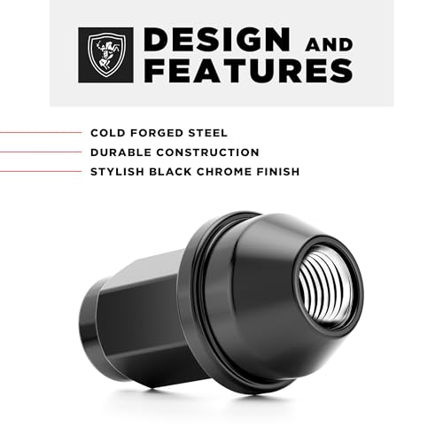 Image of White Knight M14x2.0 Factory Style Lug Nuts for Ford F-150 (2001-2014) and Expedition (2004-2014), Black Chrome Extra Bulge Acorn - WN28850BK-24AM (24 Pack)