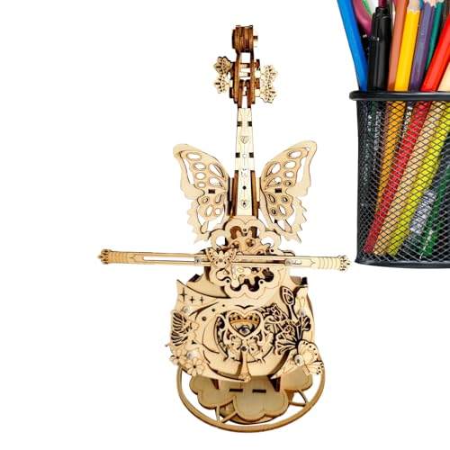 Générique 3D-Puzzles Music Box, Holz Musical Jigsaw Puzzles, handgefertigtes Konstruktionskit, Butterfly Wing Decorations, Interaktive Aktivität, für Kinder, Kinder