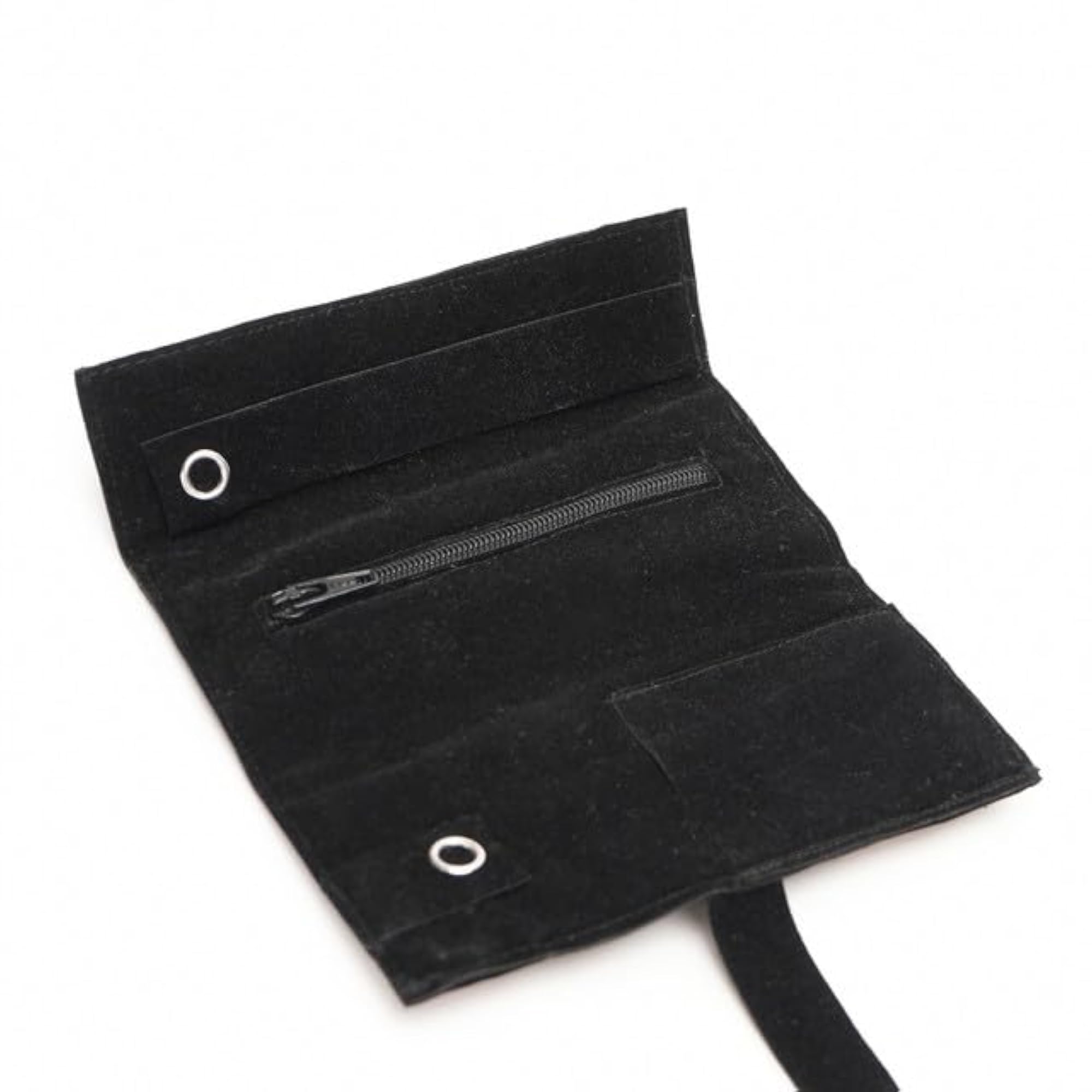 Floral Embroidered Suede Jewelry Roll Organizer