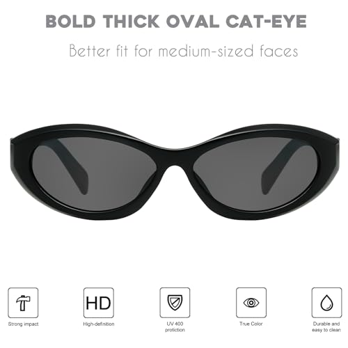mosanana Oval Cat Eye Sunglasses for Women Retro Y2K Style MS523722