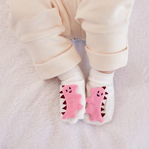 Buba Meia Antiderrapante Com Aplique Dino Rosa - Pp