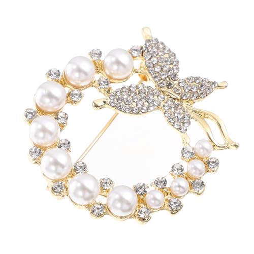 Brooch Rhinestone pour femme en alliage doré chic