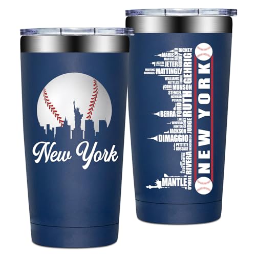 BIRGILT Legends New York Baseball City Skyline Gifts - Baseball Gifts for Men, Christmas, Father's Day, Birthday Gifts for Fans - Tumbler Cup 20oz