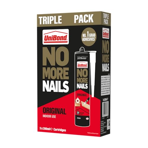 Price comparison product image UniBond No More Nails Original High Strength Grab Adhesive,  Heavy Duty Mounting Glue for Wood,  Brick,  Metal,  Ceramic & Plaster,  Instant Grab Interior Construction