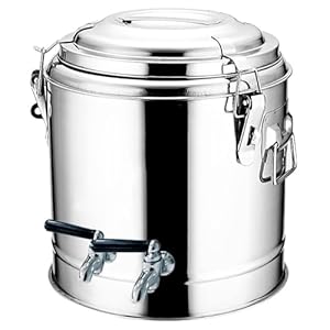 BbteK 100L Insulated Beverage Dispenser with 2 Taps, Stainless Steel Milk Tea Bucket Hot Water Beverage Dispenser, Coffee Urn Commercial Beverage Dispenser for Hotel Restaurant Party