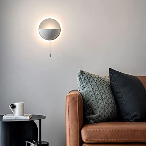 Applique murale LED blanche ronde avec interrupteur pour salon